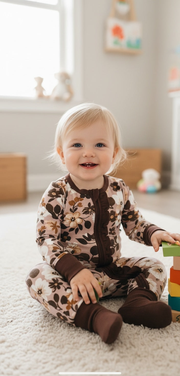 Purple Wild Flower Ruffle Bamboo Sleeper