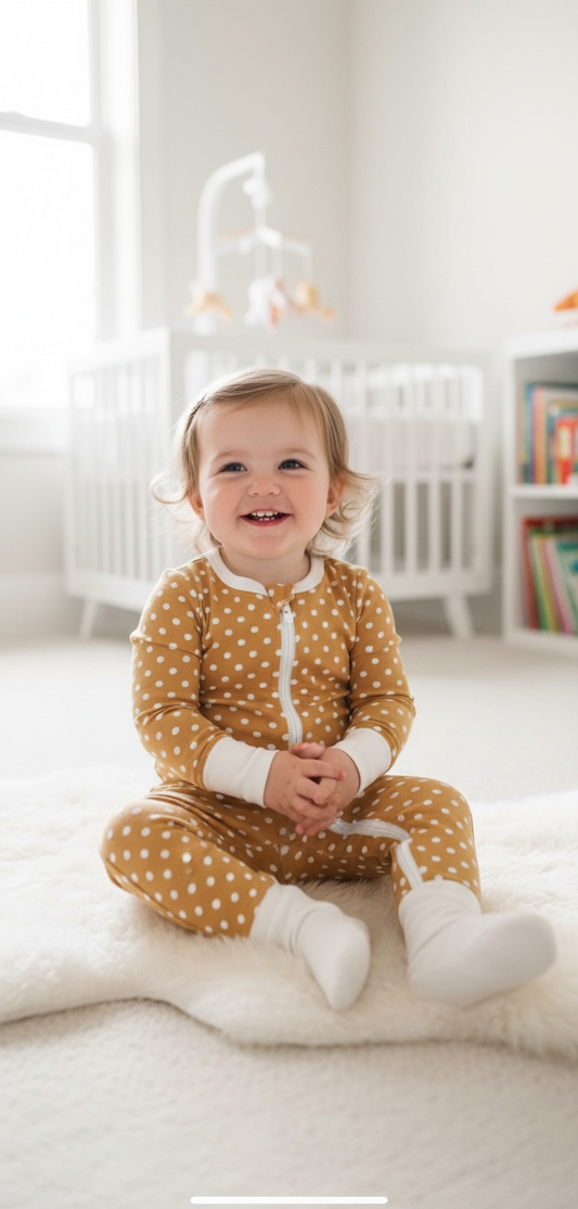 Mustard Polka Dot Bamboo Sleeper